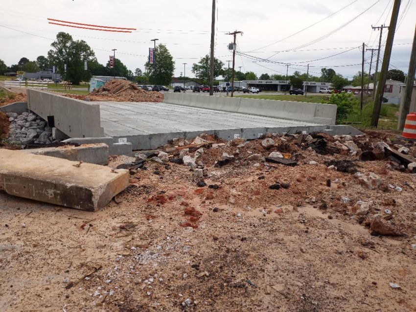 The prefab bridge has been installed on St. Francis Drive. Mayor James Young reports the project could be finished by the middle of the month.